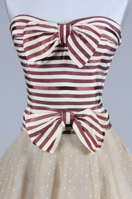 Lot 87 - A Chanel couture striped satin cocktail dress,...