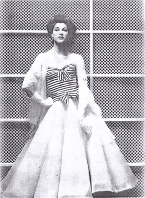 Lot 87 - A Chanel couture striped satin cocktail dress,...