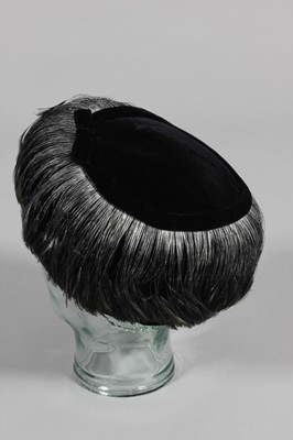 Lot 81 - A Balenciaga black velvet and grey feather...