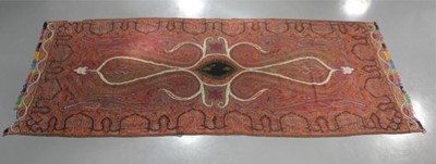 Lot 49 - A woven kashmir shawl, circa 1860, small black...