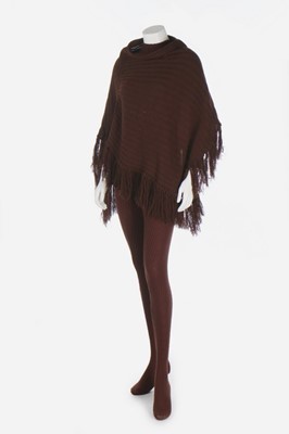 Lot 186 - A Pierre Cardin brown ribbed-knit wool ensemble, circa 1969