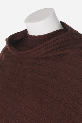 Lot 113 - A Pierre Cardin brown ribbed-knit wool ensemble, circa 1969