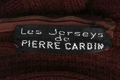 Lot 113 - A Pierre Cardin brown ribbed-knit wool ensemble, circa 1969