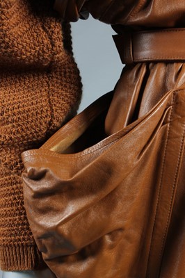 Lot 229 - A Thierry Mugler soft brown leather dress,...