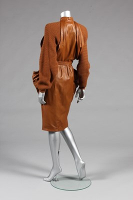 Lot 229 - A Thierry Mugler soft brown leather dress,...
