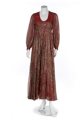 Lot 121 - A Thea Porter embroidered and printed chiffon...