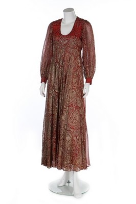 Lot 121 - A Thea Porter embroidered and printed chiffon...