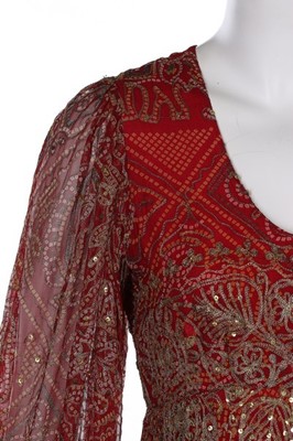 Lot 121 - A Thea Porter embroidered and printed chiffon...