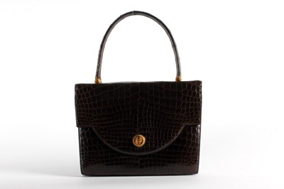 Lot 27 - An Hermès brown crocodile handbag, late 1960s,...