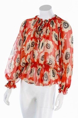 Lot 119 - Two good Quorum chiffon blouses with prints by...