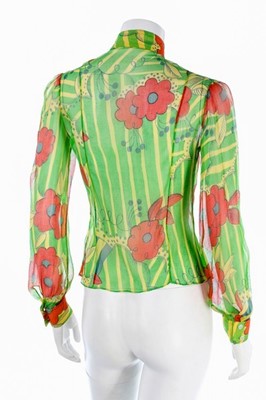 Lot 119 - Two good Quorum chiffon blouses with prints by...