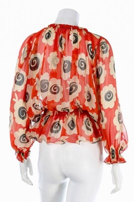 Lot 119 - Two good Quorum chiffon blouses with prints by...