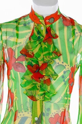 Lot 119 - Two good Quorum chiffon blouses with prints by...