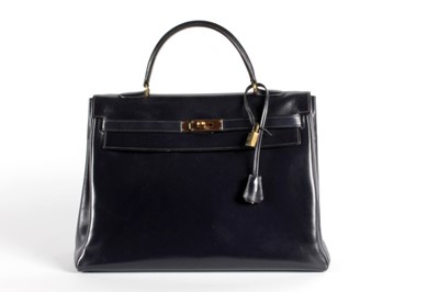 Lot 26 - An Hermès midnight blue box calf leather Kelly...