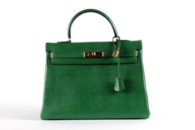 Lot 3 - An Hermès green epsom leather Kelly bag, 1989,...