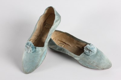 Lot 42 - A pair of blue satin pumps, Spanish, circa...