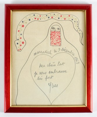 Lot 45 - An Yves Saint Laurent signed sketch, Marrakech,...