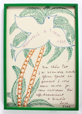 Lot 44 - An Yves Saint Laurent signed sketch, Marrakech,...