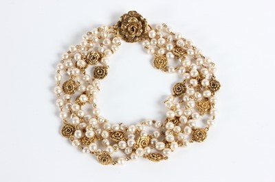 Lot 37 - A Chanel five-strand choker necklace, circa...