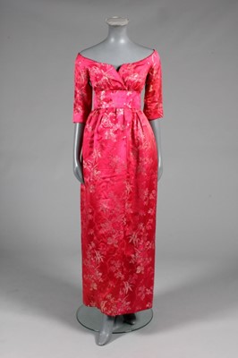 Lot 106 - A Christian Dior London brocaded pink satin...