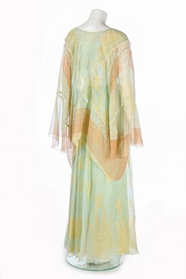 Lot 127 - A Zandra Rhodes pale green printed chiffon...