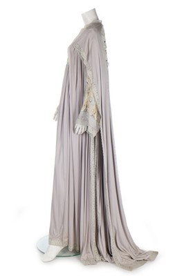 Lot 136 - A Bill Gibb silver grey embroidered Quiana...