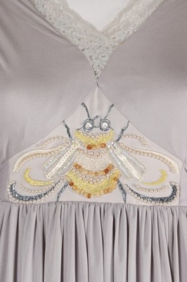 Lot 136 - A Bill Gibb silver grey embroidered Quiana...