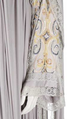 Lot 136 - A Bill Gibb silver grey embroidered Quiana...