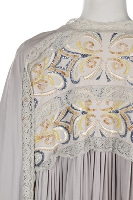 Lot 136 - A Bill Gibb silver grey embroidered Quiana...