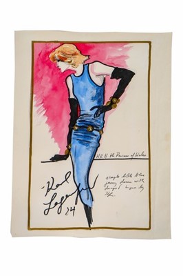 Lot 18 - Karl Lagerfeld fashion sketch for a Princess...