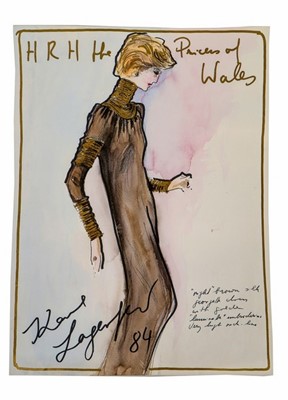 Lot 19 - Karl Lagerfeld fashion sketch for a Princess...