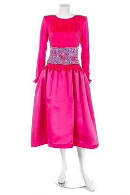 Lot 179 - A Valentino couture fuchsia silk cocktail...