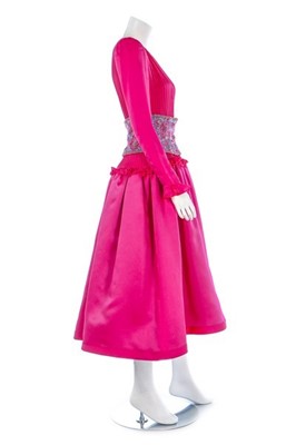 Lot 179 - A Valentino couture fuchsia silk cocktail...