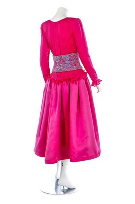 Lot 179 - A Valentino couture fuchsia silk cocktail...