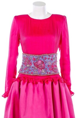 Lot 179 - A Valentino couture fuchsia silk cocktail...