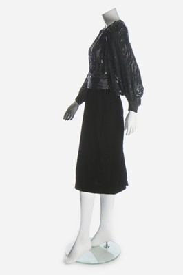 Lot 181 - A Valentino couture black velvet and sequinned...