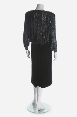 Lot 181 - A Valentino couture black velvet and sequinned...