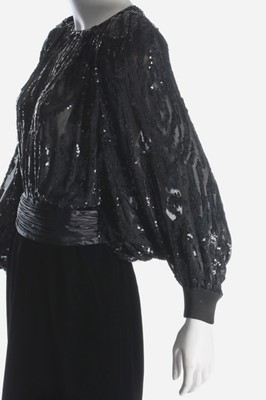 Lot 181 - A Valentino couture black velvet and sequinned...
