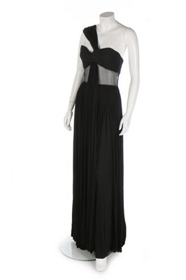 Lot 182 - A Madame Grès couture draped black silk jersey...