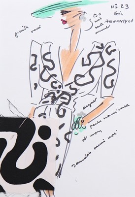 Lot 185 - Hubert de Givenchy couture fashion sketches,...