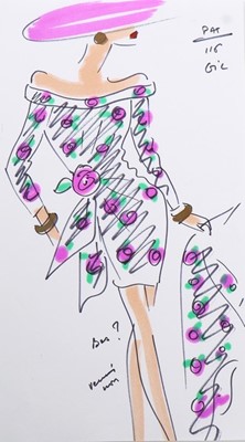 Lot 185 - Hubert de Givenchy couture fashion sketches,...
