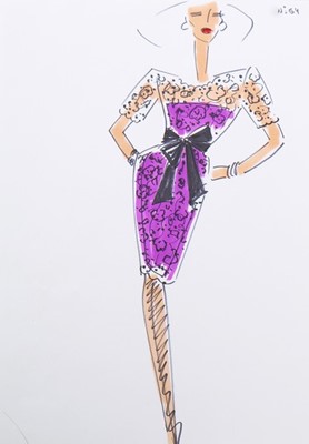 Lot 186 - Hubert de Givenchy couture fashion sketches,...