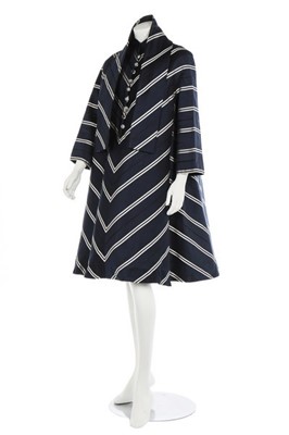 Lot 53 - A Lanvin navy chevron weave ziberline dress...