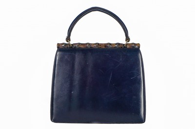 Lot 4 - A Gucci navy leather handbag, late 1950s-early...