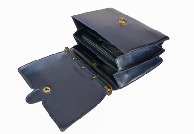 Lot 4 - A Gucci navy leather handbag, late 1950s-early...