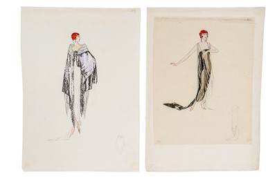 Lot 44 - Two Lucile studio fashion sketches, circa 1920,...