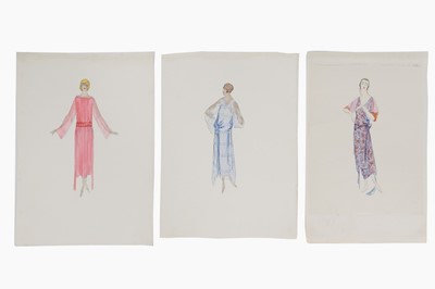 Lot 45 - Three Lucile studio fashion sketches, 1920-22,...