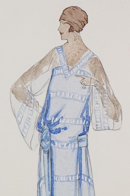 Lot 45 - Three Lucile studio fashion sketches, 1920-22,...