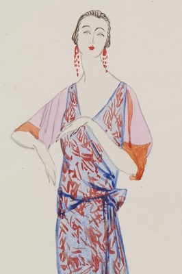 Lot 45 - Three Lucile studio fashion sketches, 1920-22,...