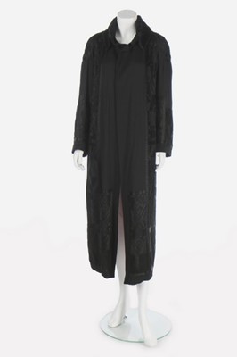 Lot 67 - A Jean Patou embroidered black crêpe coat,...